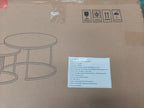 Nesting Coffee Table Set of 2 with Wood Marble Pattern Top - Black+Gold