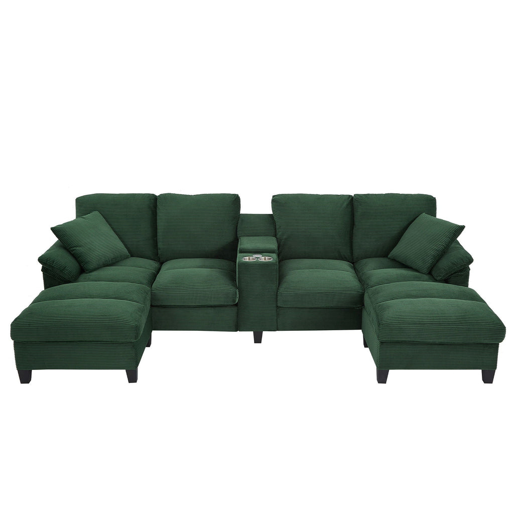 Modern U-Shaped Sectional Sofa with Storage Ottomans - Choice of Color