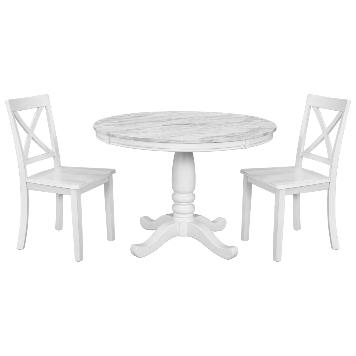 5-Piece Solid Wood Dining Set — White or Dark Gray