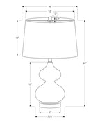 Contemporary Glass Table Lamp with Fabric Shade - Blue or Dark Green