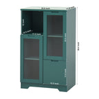 Modern Cabinet with Glass Doors and Drawer - Adjustable Shelves - Multiple Colors