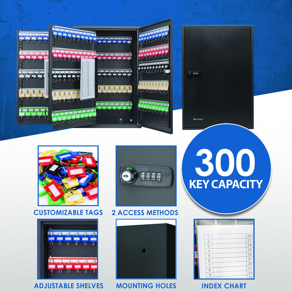 Adjustable Key Cabinet With Combination Lock - Black