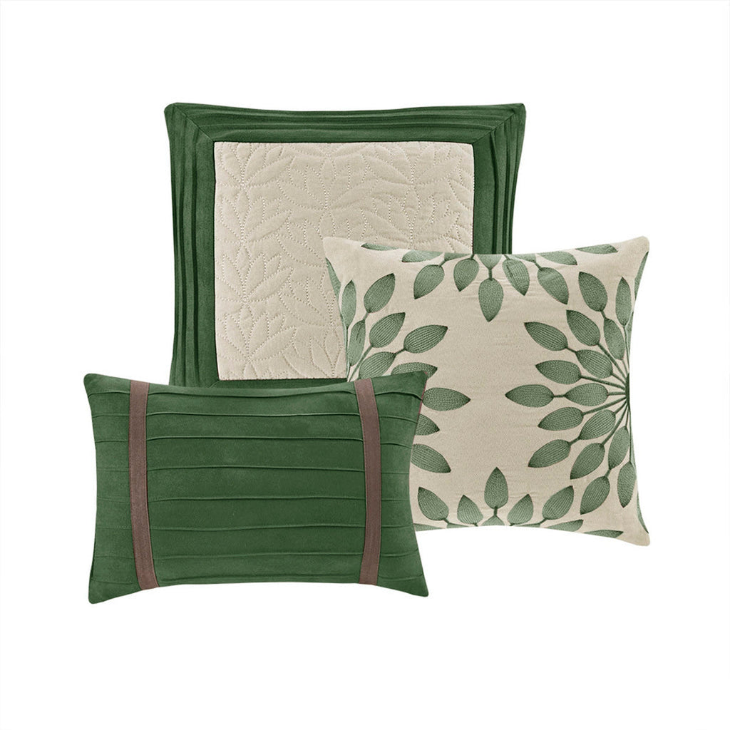 Faux Suede Comforter Set with Hypoallergenic Filling - Green