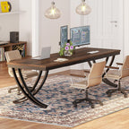 Extra Long 2 Person Desk With X Legs - Brown / Black