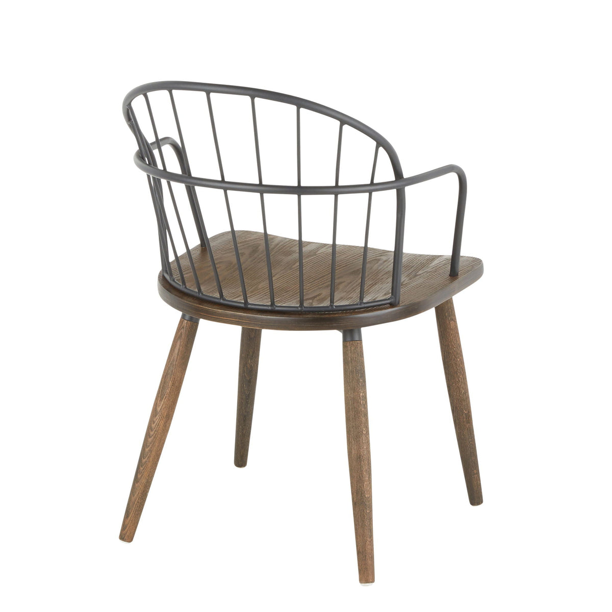 Farmhouse Office Chair with Spindle-Back Design - Dark Brown