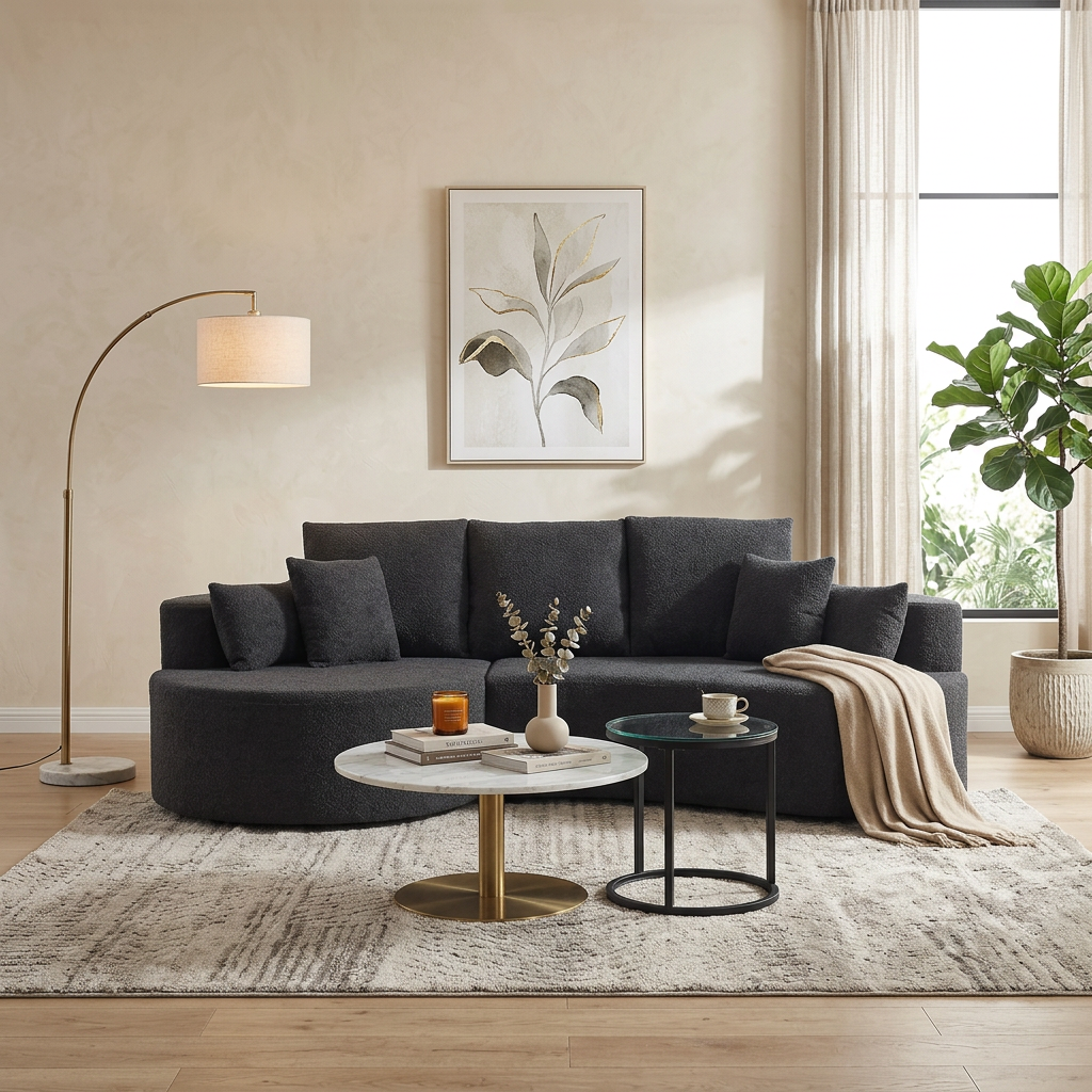 106 In. 2-Piece Fabric Cloud Curved Sectional Sofa