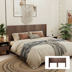 Modern Wide Wall Mounted Fluted Panel Headboard with Fluted Design - Dark Brown or Light Brown