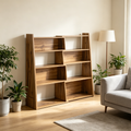 Foldable Bookshelf with Modular Convertible Design - Natural Veneer