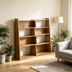 Foldable Bookshelf with Modular Convertible Design - Natural Veneer
