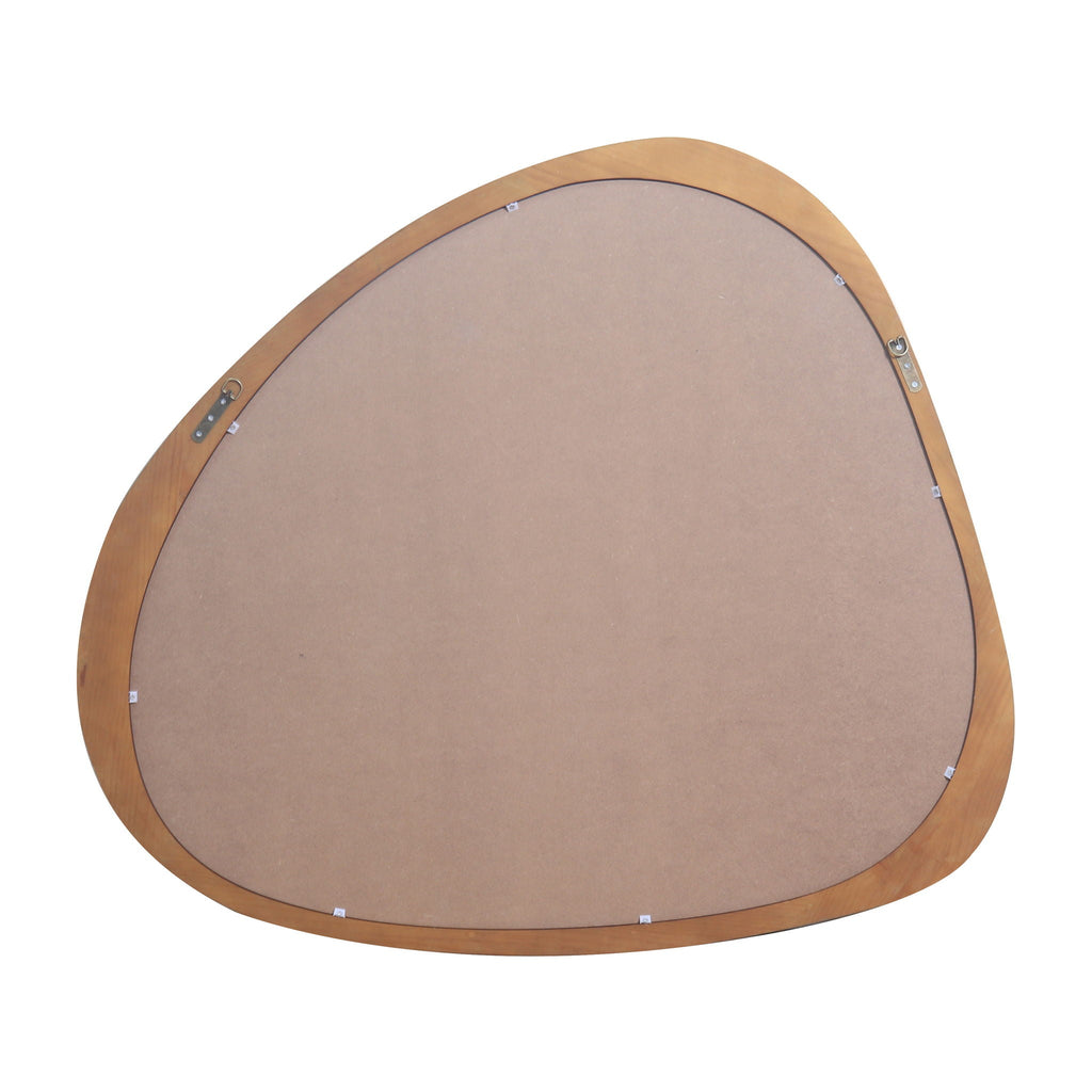 Asymmetrical Wall Mirror with Solid Natural Wood Frame - Large Sized Dressing Mirror