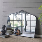 Baroque Inspired Arch Wall Mirror with Ornate Design - Gold or Black