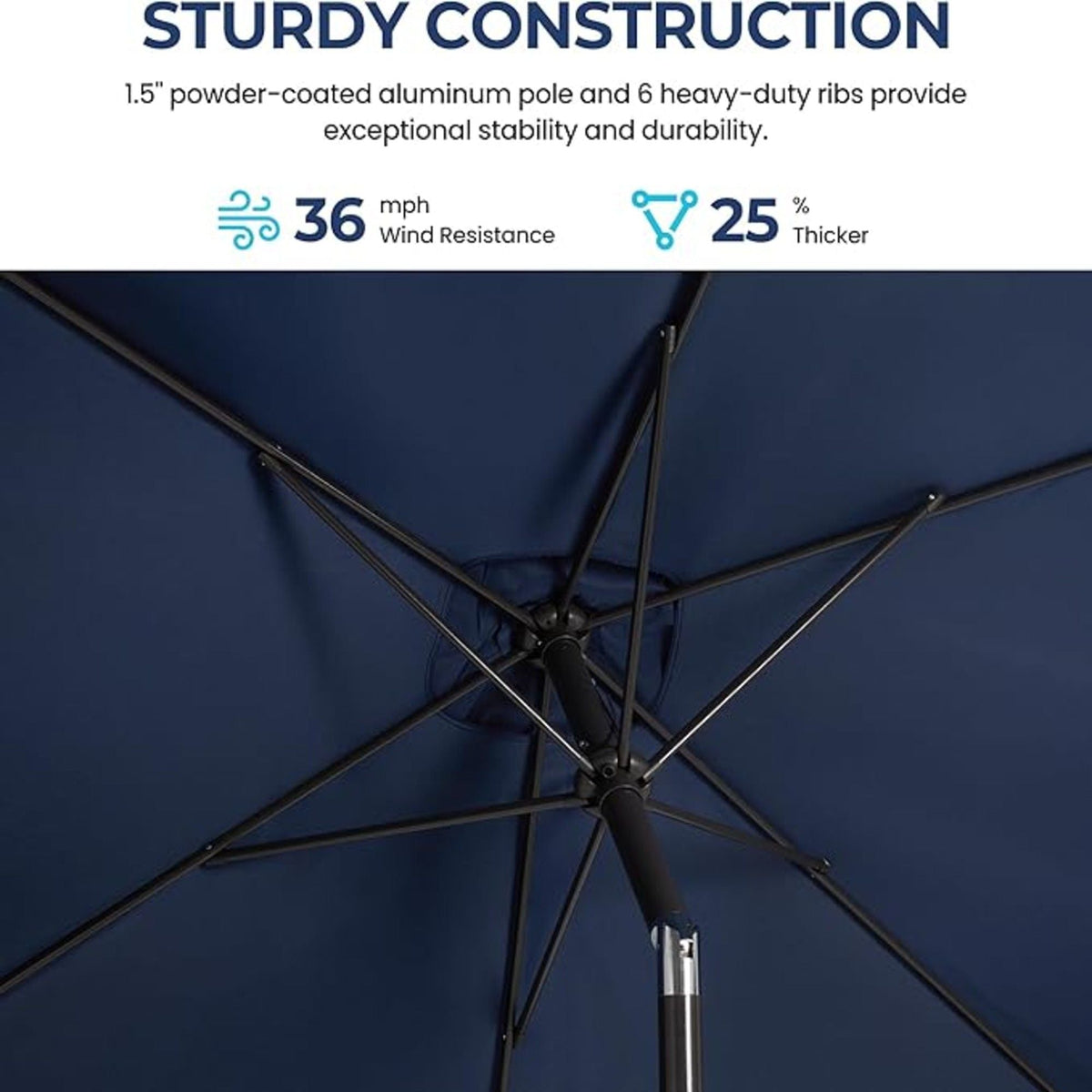 Rectangular Patio Umbrella with Crank Tilt - UV-Resistant Canopy