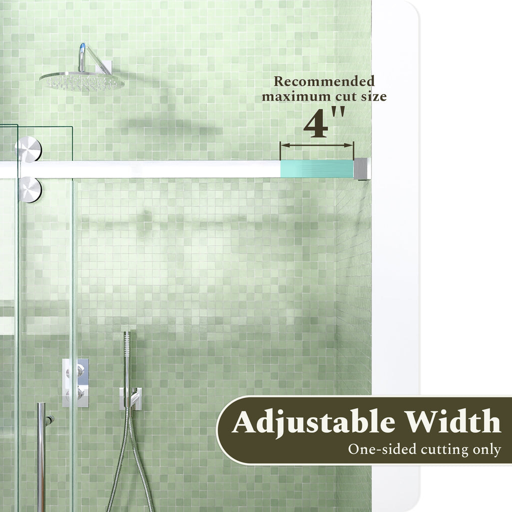 56-60"W Frameless Sliding Tub Shower Door with Tempered Glass - Brushed Nickel