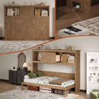 Murphy Bed With Charging Station and Drawer - Twin Storage Bed - White or Light Brown
