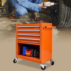 Multifunctional 4-Drawer Tool Cart with Wheels - Blue or Orange