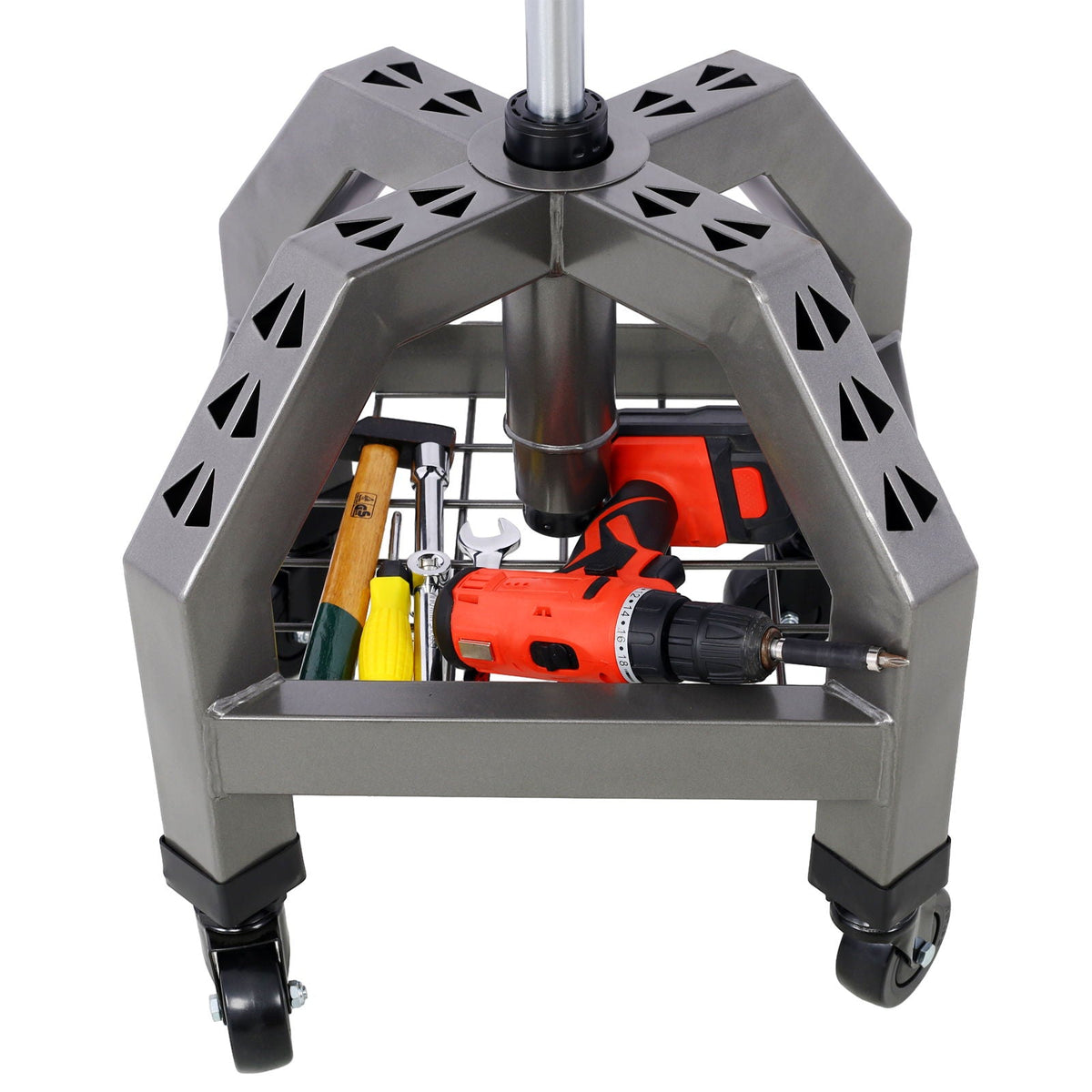 Pneumatic 360 Degree Swivel Creeper Stool with Adjustable Height - Red, Yellow, Green, Dark Gray