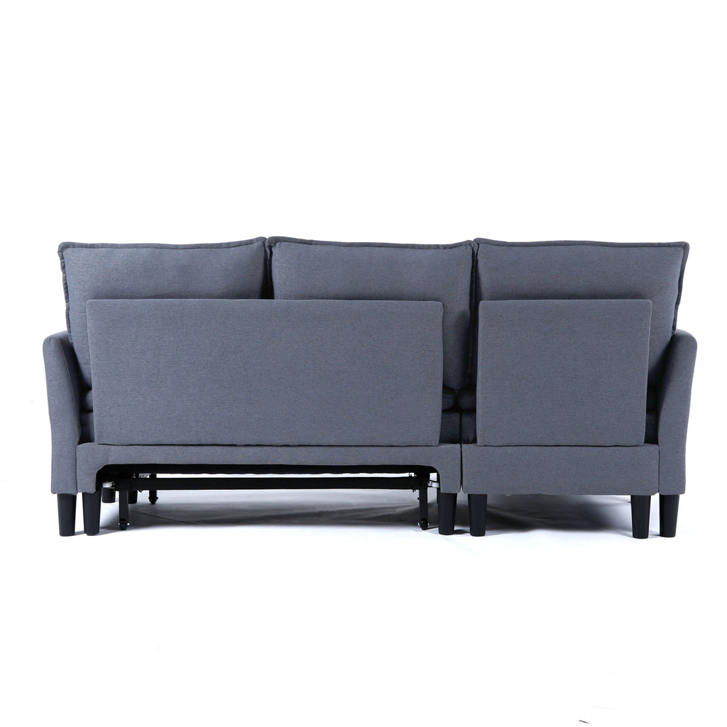 Reversible Chaise Sleeper Sectional Sofa with Storage - Cotton-Linen Upholstery