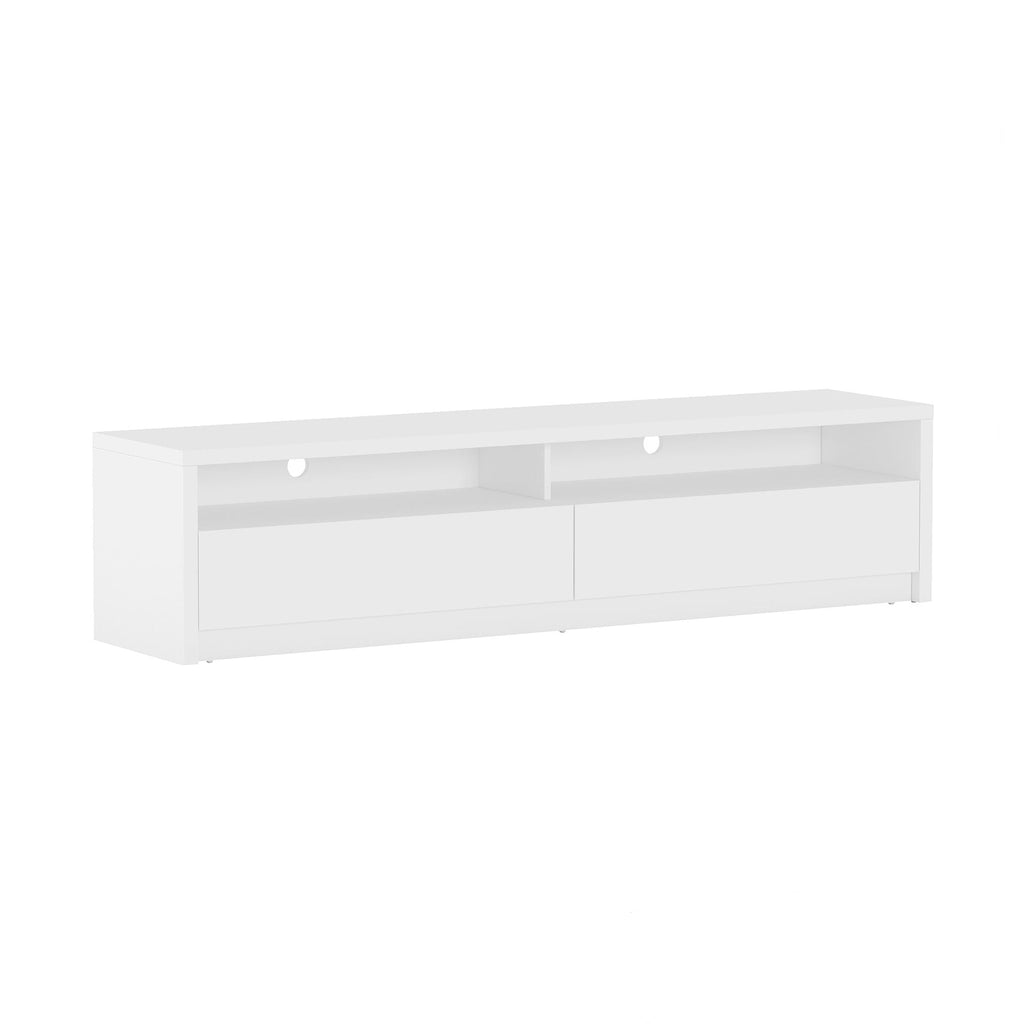 Modern 70" TV Stand with Full Extension Drawers - White or Light Brown