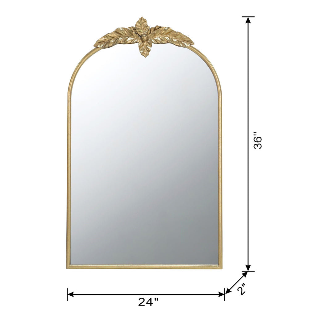 Gold Arched Wall Mirror with Metal Frame - Decorative Accent