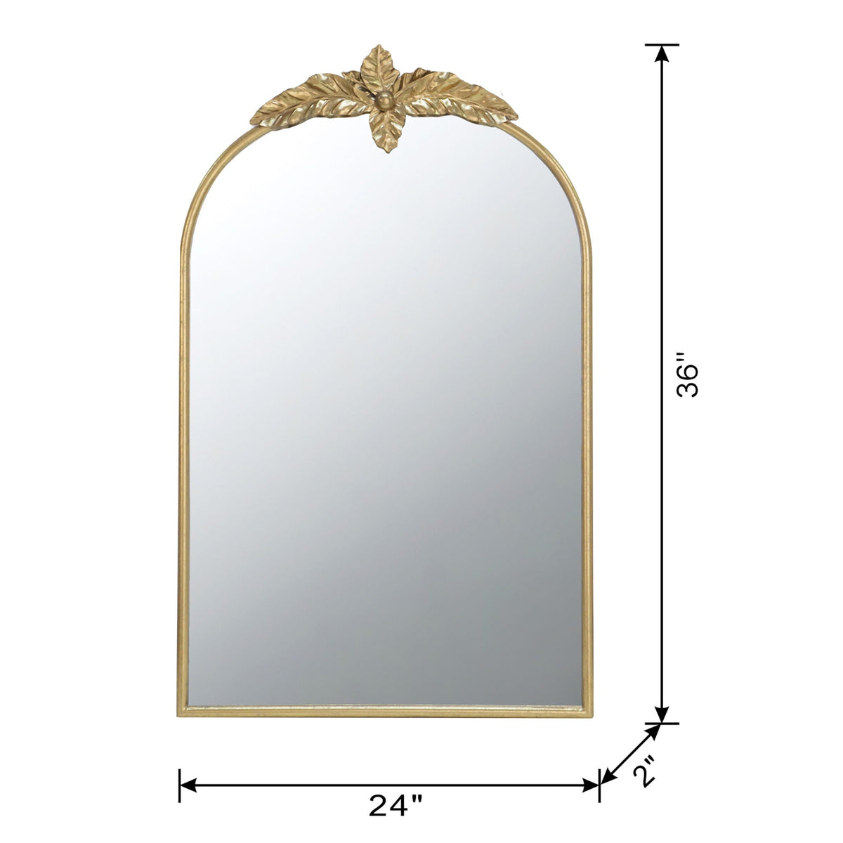 Gold Arched Wall Mirror with Metal Frame - Decorative Accent