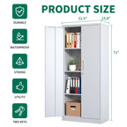 Heavy Metal Garage Storage Cabinet with Locking Doors - Black or White