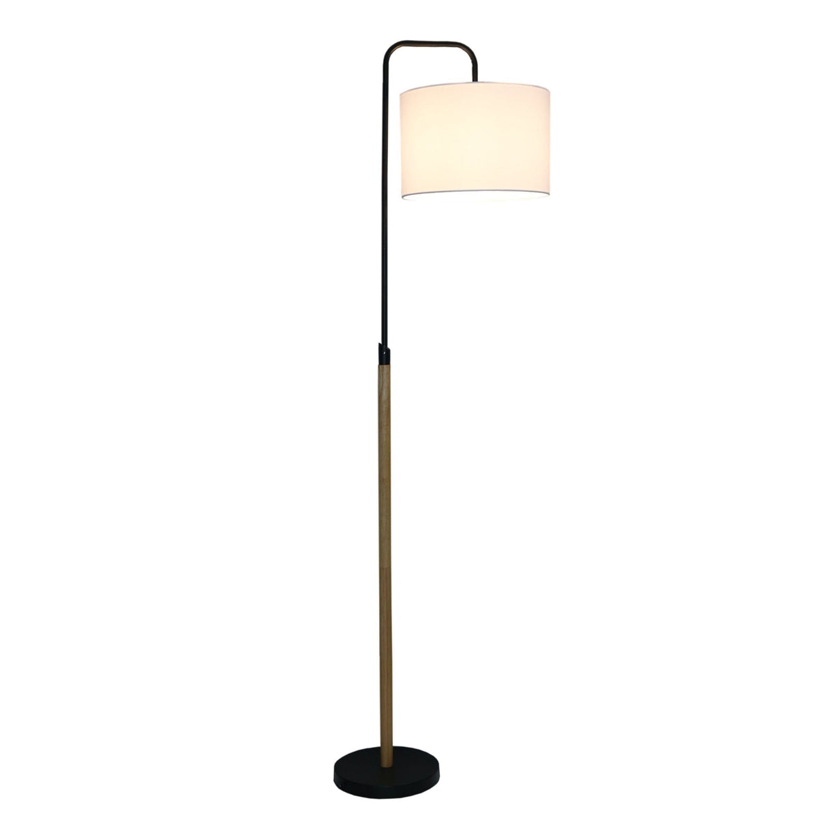 Arc Floor Lamp with Cylinder Shade and Foot Switch - Black