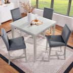 Counter Height 5 Piece Dining Set with Upholstered Chairs - Black or Pearl Silver
