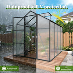 Windproof Greenhouse with Raised Base - Polycarbonate Panels - Black