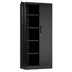 Steel Garage Storage Cabinet with Adjustable Shelves and Lock – Black or White