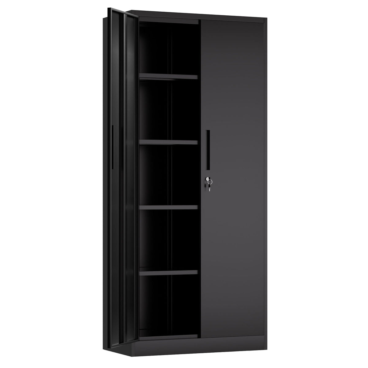 Steel Garage Storage Cabinet with Adjustable Shelves and Lock – Black or White