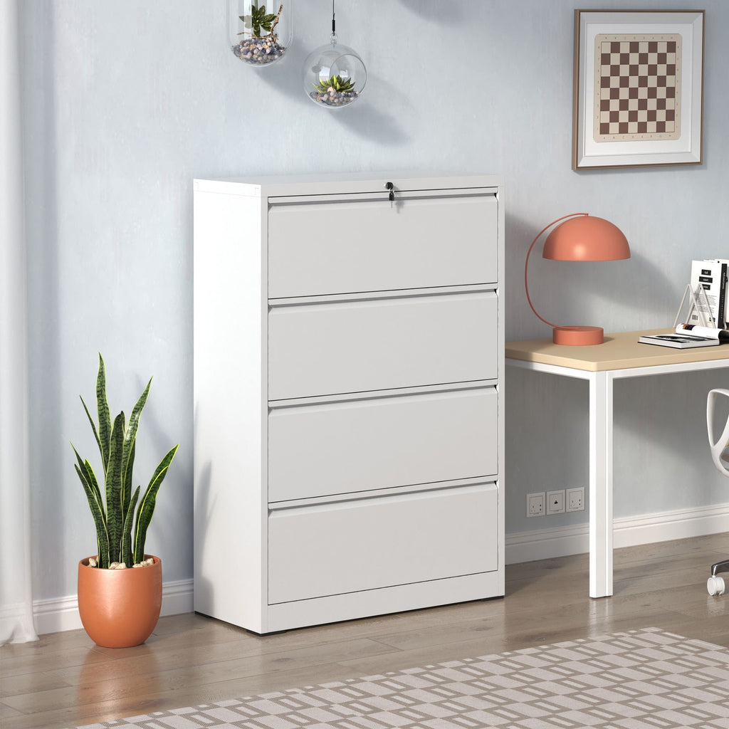 Premium Drawer Metal Lateral File Cabinet with Lock - Black or White