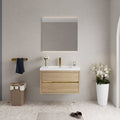 36" Wall-Mounted Bathroom Vanity with Stone Resin Sink - Modern Wood Finish