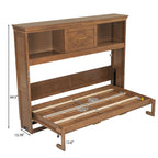 Murphy Bed With Charging Station and Drawer - Twin Storage Bed - White or Light Brown