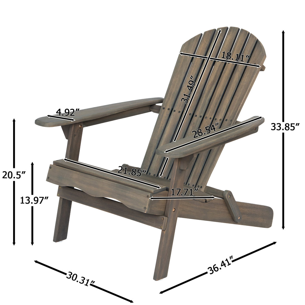 Malibu Adirondack Chair with Foldable Design - Gray