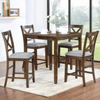 Wooden 5 Piece Dining Table Set with Square Counter Height Table - Gray or Dark Brown