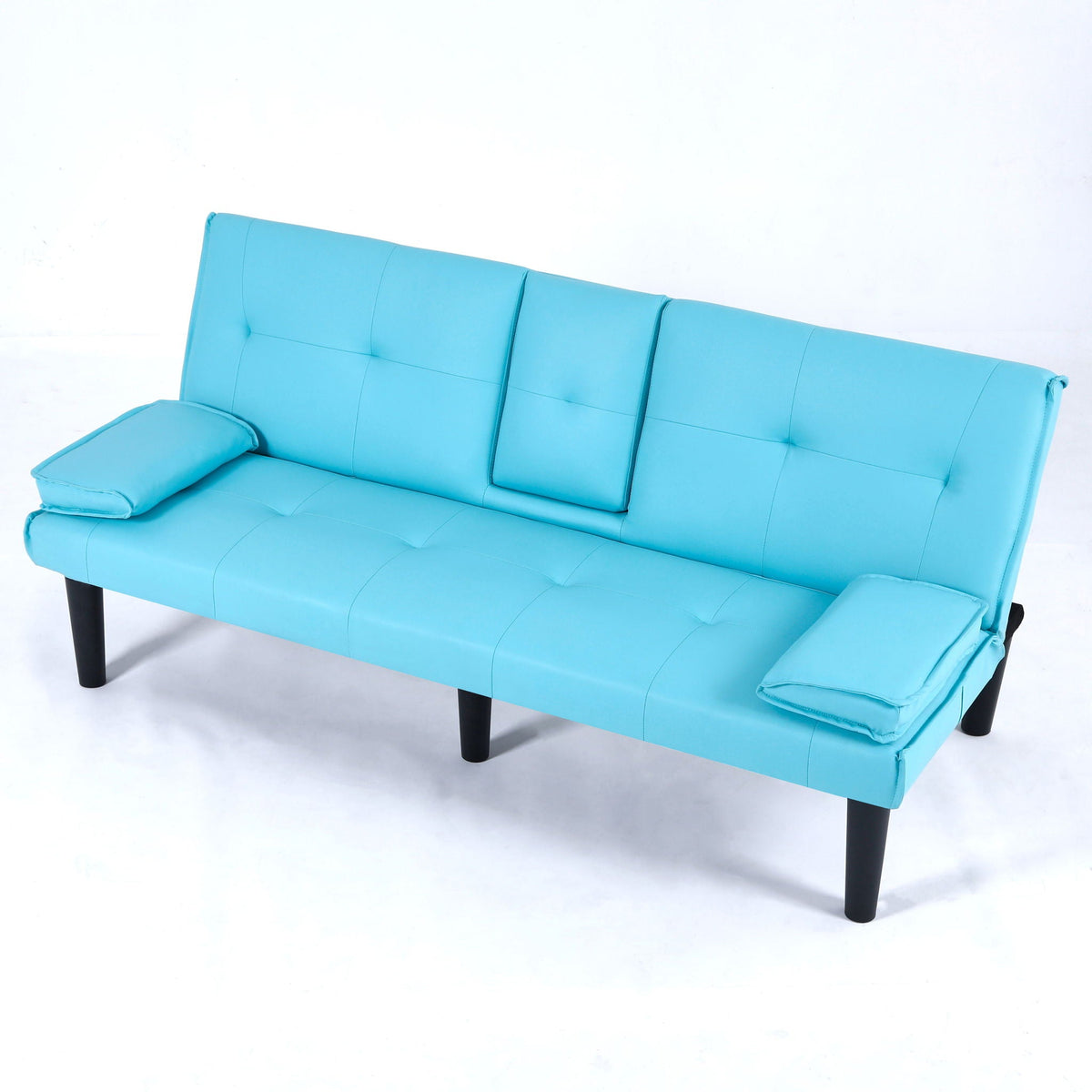 Foldable Sofa Bed with Cup Holder and Solid Wood Frame - Multiple Colors