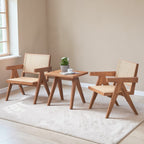 Natural 3 Piece Accent Chair Set with Matching End Table