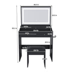Modern Makeup Vanity Set with Power Outlet and Adjustable Lighting - Black or White