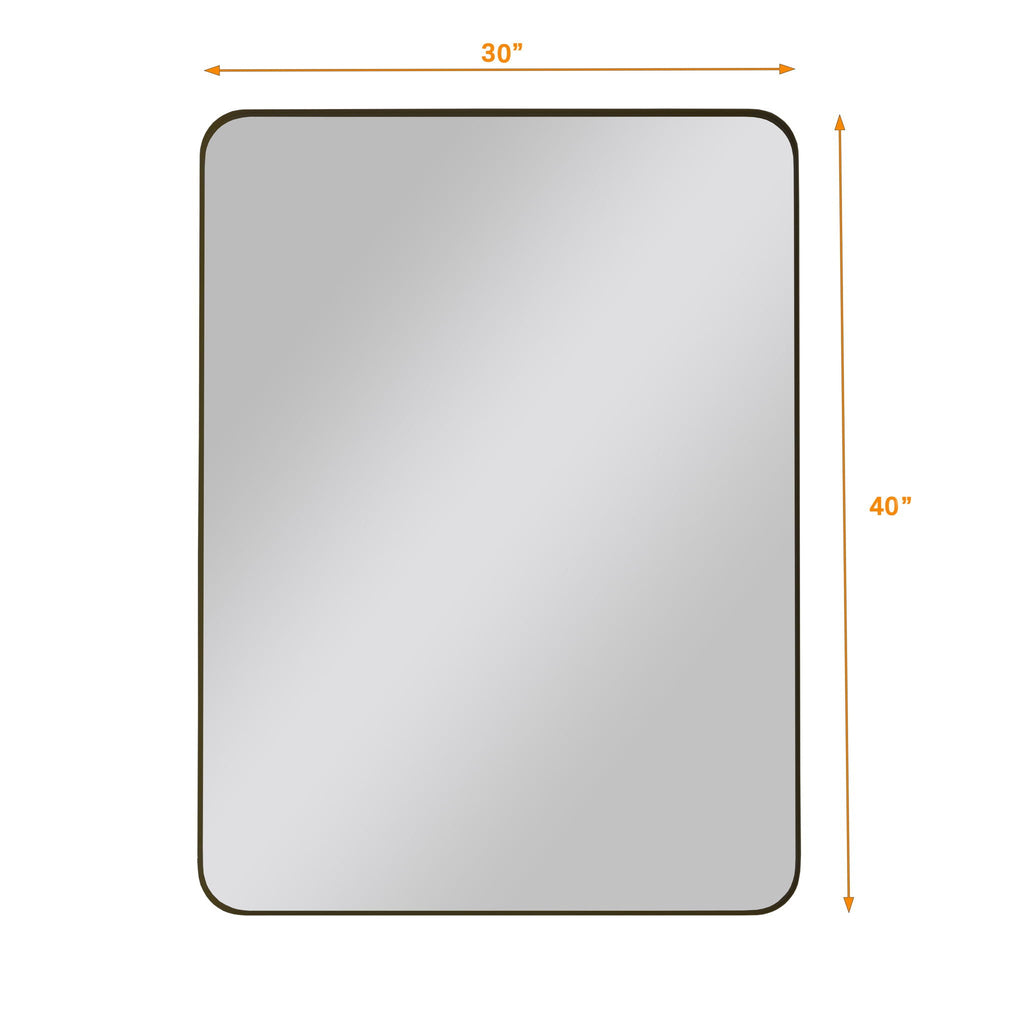 Rectangular Metal Framed Wall Mirror with Modern Design - Black