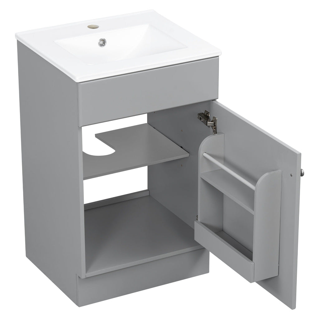 Bathroom Vanity with Sink and Adjustable Shelf - Multiple Colors