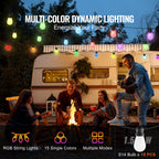 RGB Outdoor String Lights with App Control, 50FT - Multi-Color