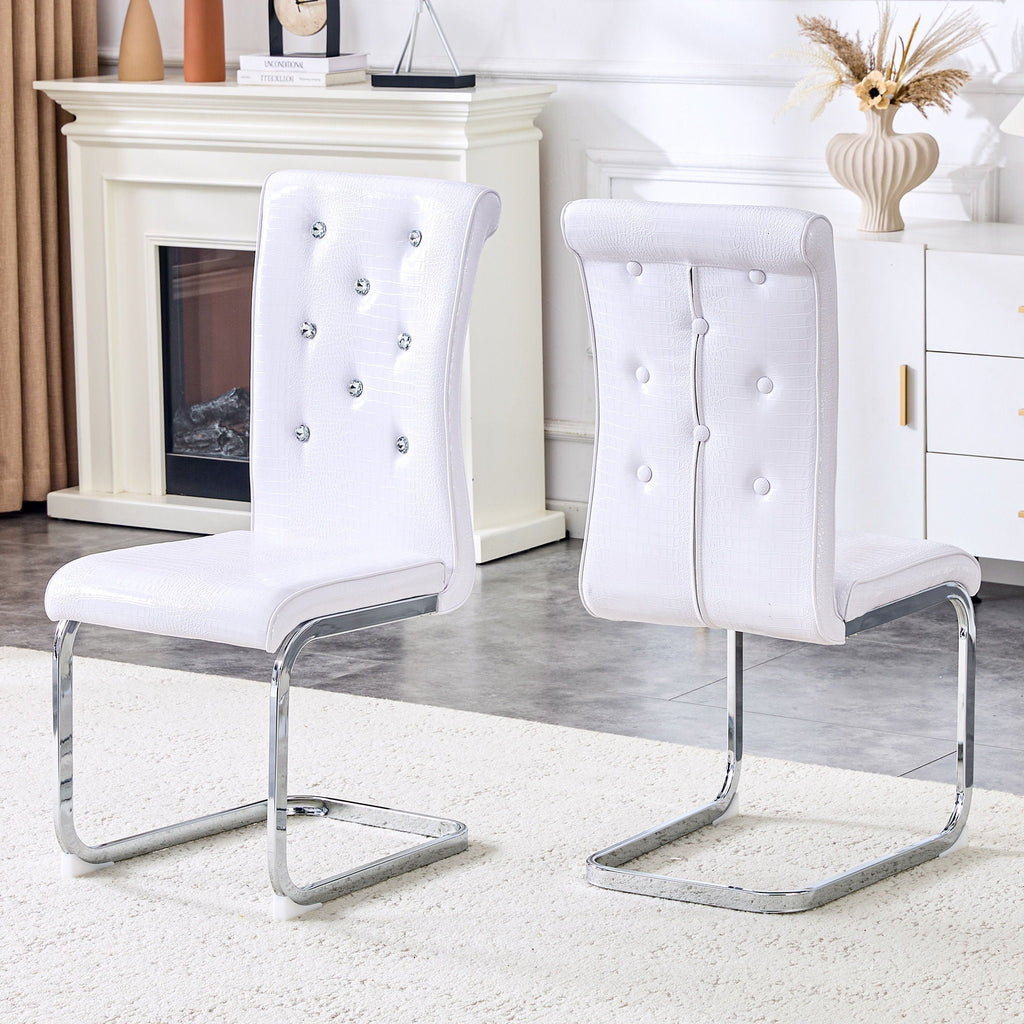 Elegant Design Upholstered Dining Chairs with Crystal Details - Multiple Colors