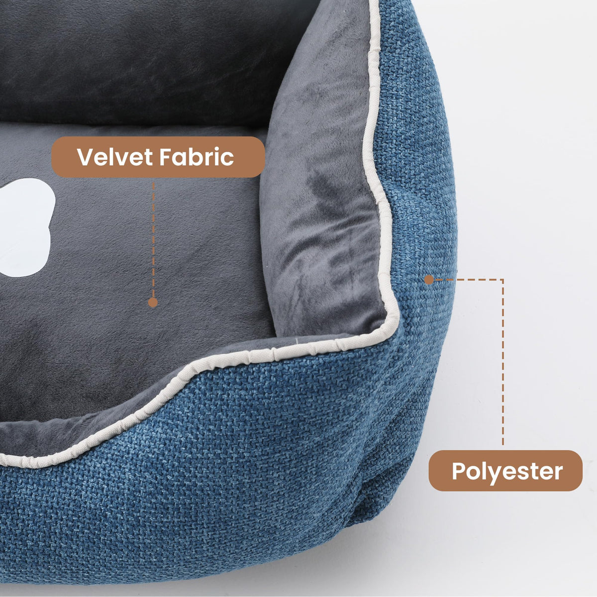 Small Dog Bed with Anti-Slip Bottom and Washable Cover - Linen