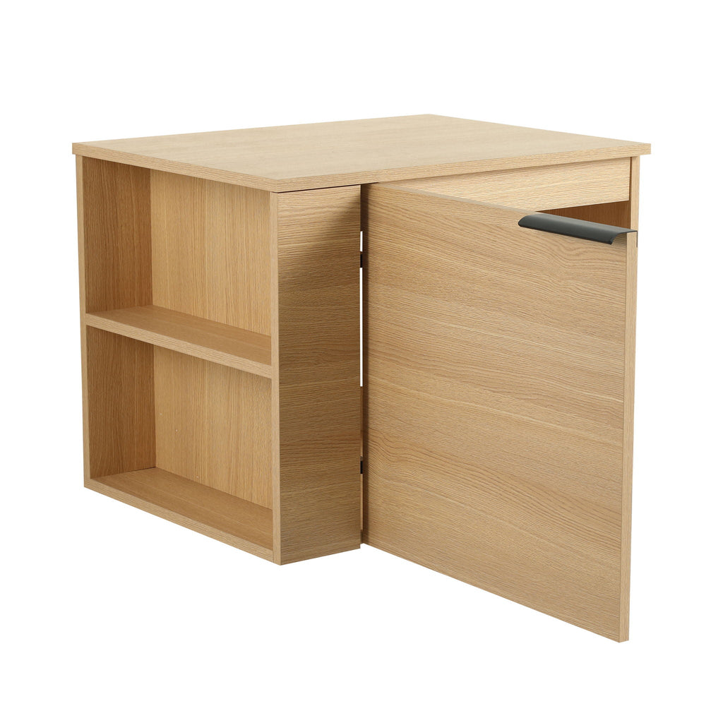 Modern Bathroom Vanity with Side Storage - Light Brown or White