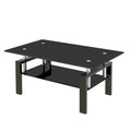 Tempered Glass Coffee Table with Storage - Black or White