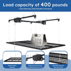 Overhead Garage Storage Rack with Crank System - Black or White