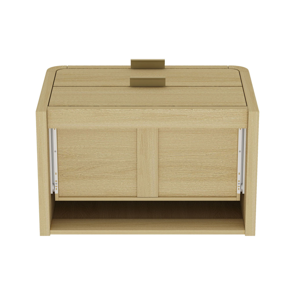 Modern Minimalist Solid Wood Nightstand with Two Drawers - Light Brown or Black