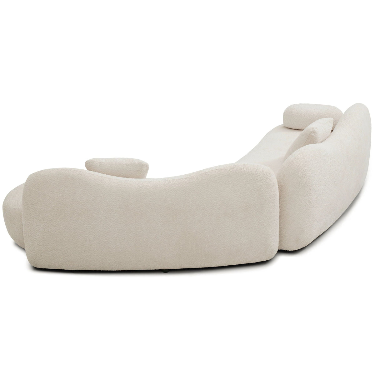 Modern Curved Modular 5 Seater Sofa with Plush Pillows - White or Beige