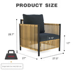Brown PE Wicker Outdoor Sofa Set with Removable Grey Cushions - 2 Pieces