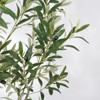 8FT Artificial Olive Tree with Decorative White Planter - Green Leaves